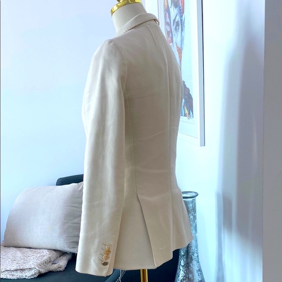 Massimo Dutti Cotton Slim Cream Blazer - Picture 4 of 13